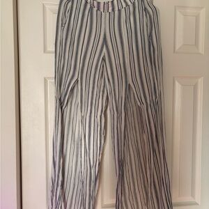 Forever 21 Navy and White Striped Trousers with Slit Leg